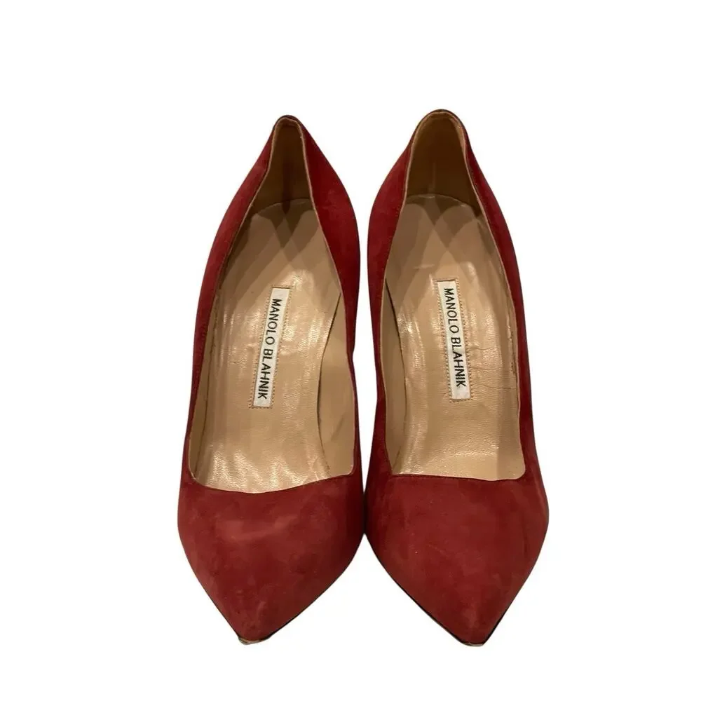 MANOLO BLAHNIK - BB Red Suede Pumps Size 40